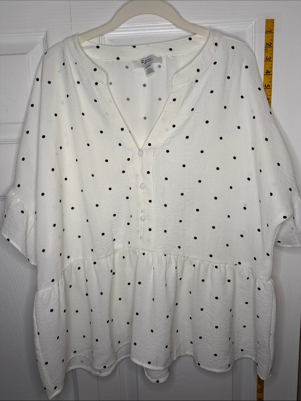 Casual White Polka Dot Peplum Tunic Top